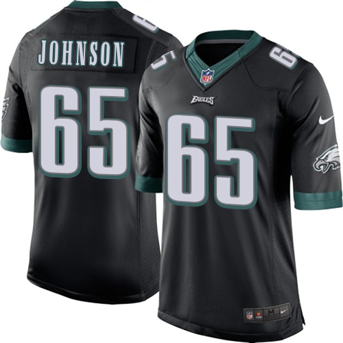 Men's Limited Lane Johnson Nike Jersey Black Alternate - #65 NFL Philadelphia Eagles